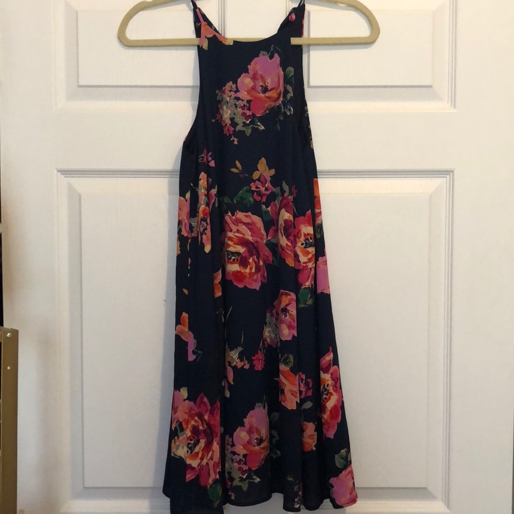 Navy floral shift dress